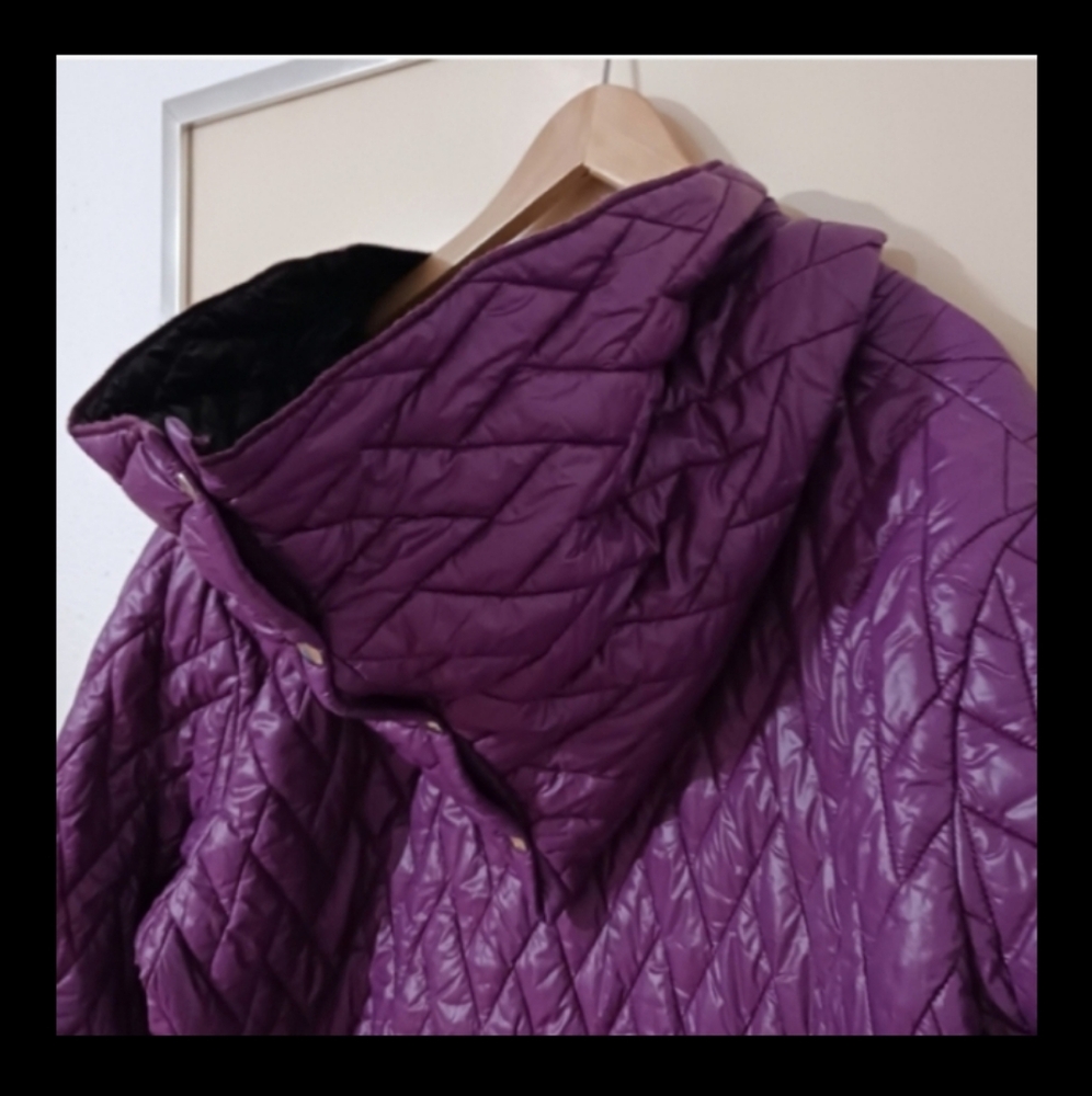 HACHE Italy Purple/ Black  Quilted Jacket Size 44/ M - Picture 15 of 16